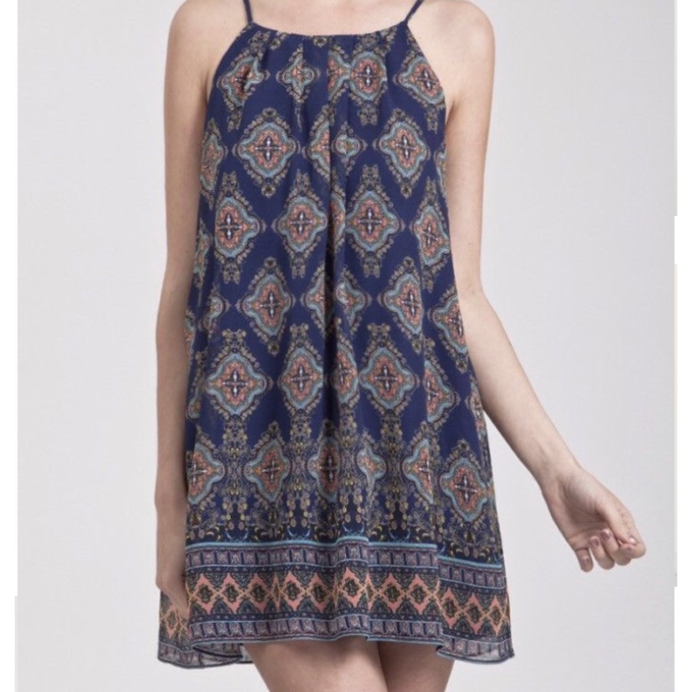Francesca’s floral maroon boho mini dress